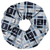 Navy & Light Blue Plaid Scrunchie
